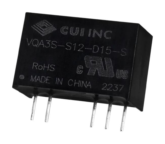 CUI VQA3S-S12-D15-S VQA3S-S12-D15-S Isolated Through Hole DC/DC Converter ITE 1:1 2 Output 15 V 100 mA