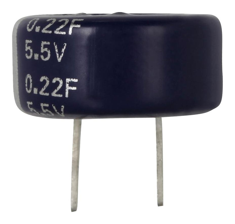 Eaton Bussmann KR-5R5C224-R KR-5R5C224-R Supercapacitor 0.22 F 5.5 V PC Pin -20% +80% 5 mm 1000 Hours @ 70&deg;C New