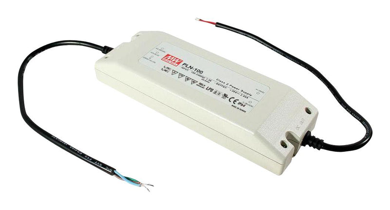 MEAN WELL PLN-100-12 LED Driver, ITE & LED Lighting, 60 W, 12 V, 5 A, Constant Current, Constant Voltage, 90 VAC