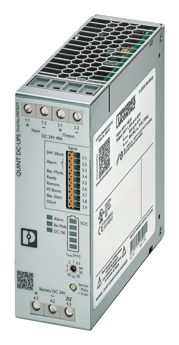 PHOENIX CONTACT 2907077 Uninterruptible Power Supply (UPS), Laboratory Equipment, 24 V, 24 VDC, DIN Rail QUINT4-UPS/24DC/24DC/40