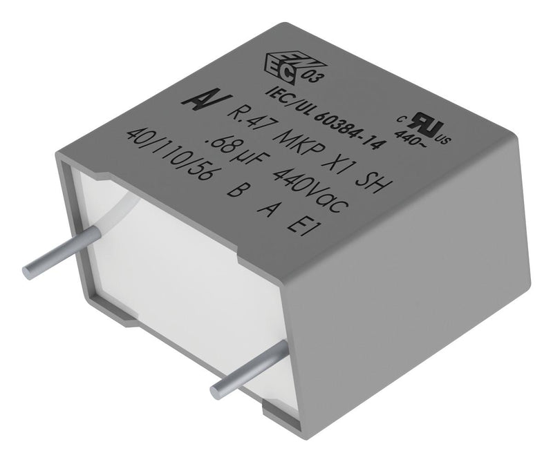 KEMET R474W422050A1K Safety Capacitor, Metallized PP, Radial Box - 2 Pin, 2.2 &micro;F, &plusmn; 10%, X1, Through Hole 474W422050A1K