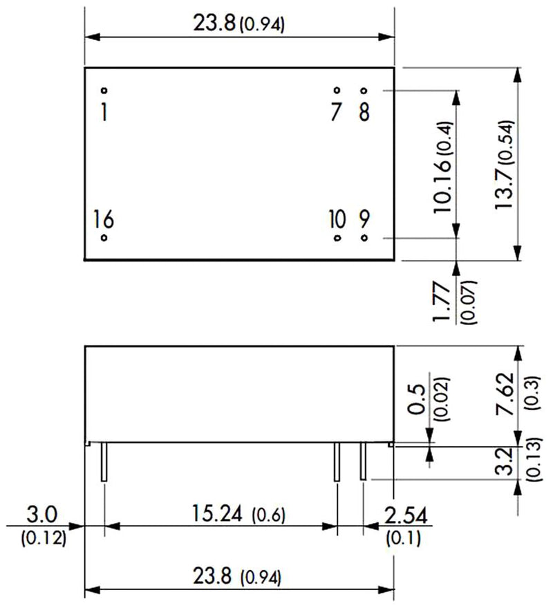 TRACO POWER TEL 2-0511 Isolated Through Hole DC/DC Converter, ITE, 2:1, 2 W, 1 Output, 5 V, 400 mA