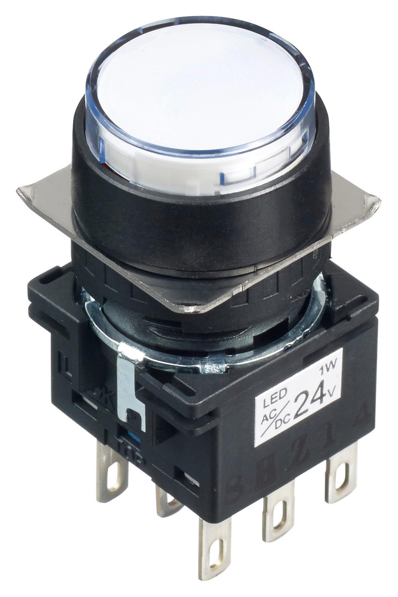 Idec LB1L-M1T64PW LB1L-M1T64PW Industrial Pushbutton Switch LB 16 mm Dpdt Momentary Round Transparent