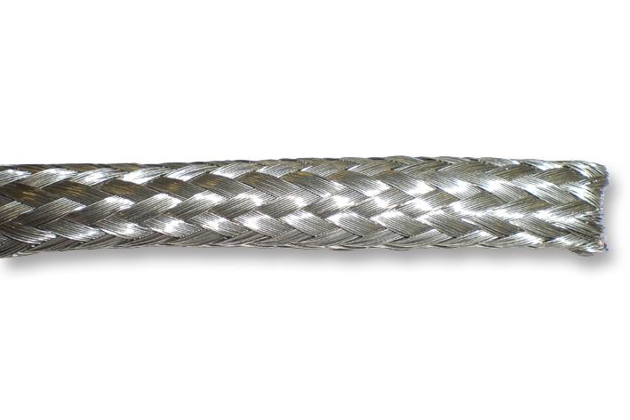 ALPHA WIRE 2163 SV003 Sleeving, Tubular Wire, Braided, Copper, Tin Plated, Silver, 1.98 mm, 76.2 m, 250 ft