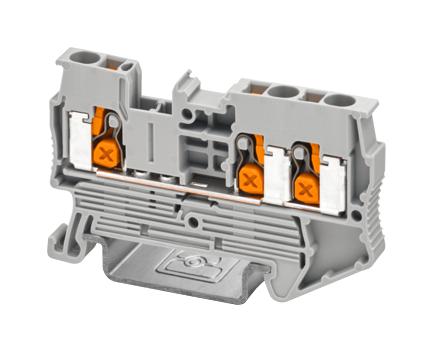 PHOENIX CONTACT 1343117 DIN Rail Mount Terminal Block, 3 Ways, 20 AWG, 12 AWG, 2.5 mm&sup2;, Push-X, 24 A