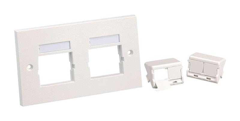 Panduit CFPUKS4SAW-2GY CFPUKS4SAW-2GY Faceplate Sloped Shuttered Kit Mini-Com Modules 4