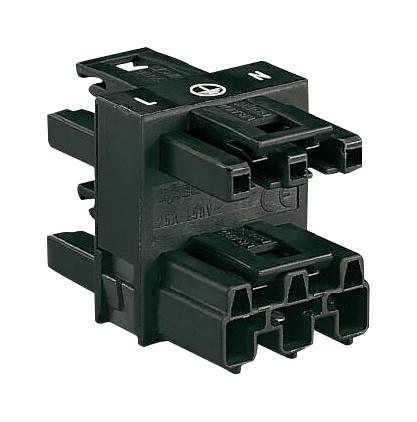 WAGO 770-607 Accessory, Black, Wago Winsta Midi Series Pluggable Connectors, 3 Way Distribution Connector