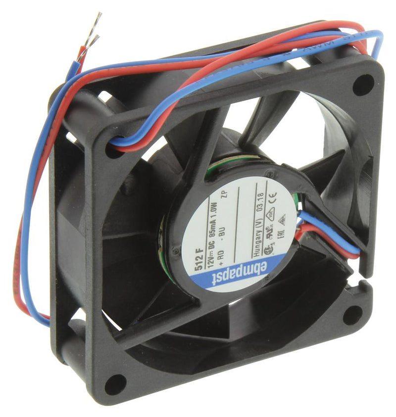 EBM-PAPST 512F 512F DC Axial Fan 12 V Square 50 mm 15 Sleeve Bearing 11.8 CFM