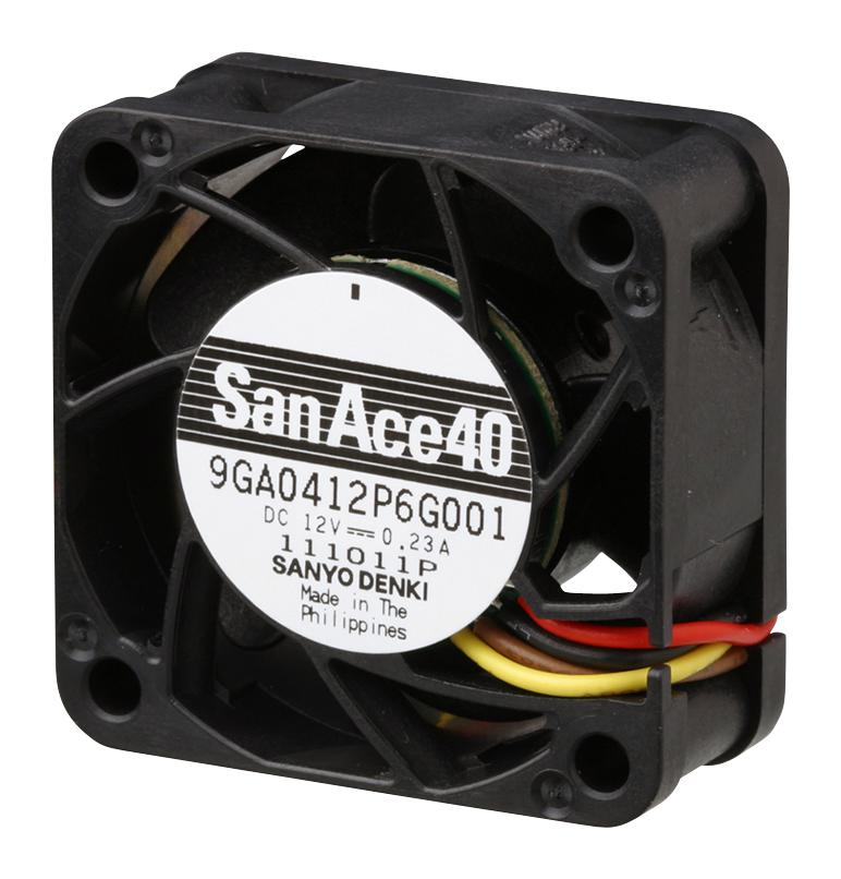 Sanyo Denki 9GA0412P6H001 9GA0412P6H001 DC Axial Fan 12 V Square 40 mm 20 Ball Bearing 11.7 CFM