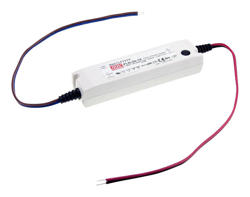 MEAN WELL PLN-20-36 LED Driver, LED Lighting, 19.8 W, 36 V, 550 mA, Constant Current, 90 VAC