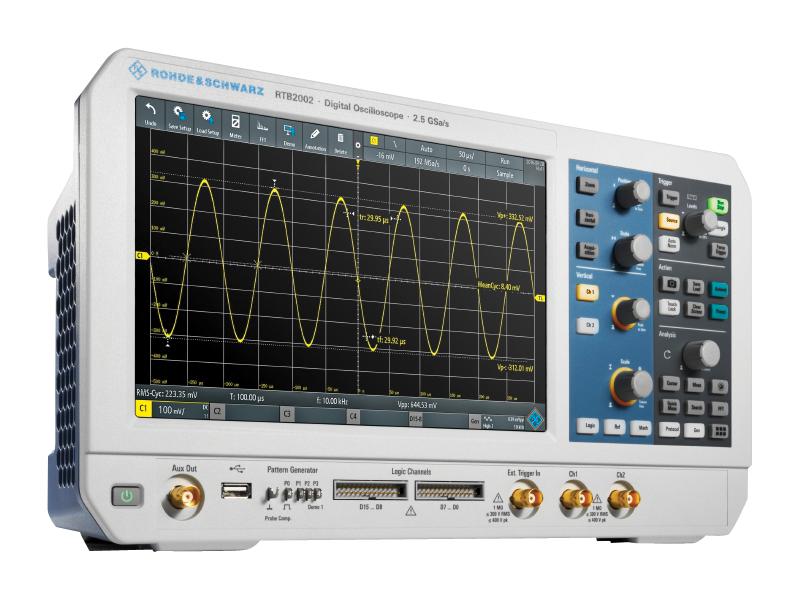 Rohde &amp; Schwarz RTB2002 + RTB-B223 RTB-B1 (RTB2K-302M) RTB2002 (RTB2K-302M) MSO / MDO Oscilloscope RTB2000 2+16 Channel 300 MHz 1.25 Gsps 10 Mpts 1.15 ns