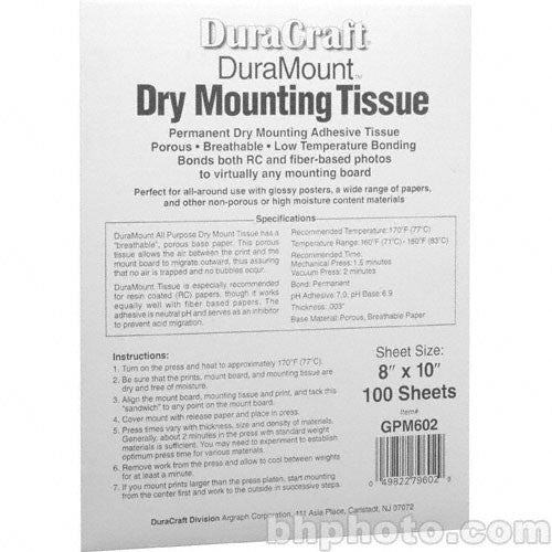 Duracraft Duramount Dry Mount Tissue (8 x 10", 100 Sheets)