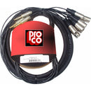 Pro Co Sound MT8BQXM-10 Analog Harness Cable 8x 1/4" TRS Phone Male to 8x XLR Male (10')