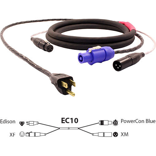 Pro Co Sound EC10 Siamese Twin AC and Audio Combo Cable (10')