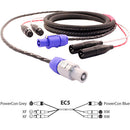 Pro Co Sound EC5 Siamese Twin AC (Powercon Grey to Powercon Blue) & Audio (2x XLR Female to 2x XLR Male) Combo Cable- 25'