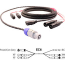 Pro Co Sound EC6 Siamese Twin AC (Powercon Grey to IEC) & Audio (2x XLR Female to 2x XLR Male) Combo Cable- 25'