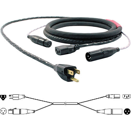 Pro Co Sound EC13 Siamese Twin AC (Edison to IEC) & Audio (XLR Female to XLR Male) Combo Cable  for JBL EON - 50'