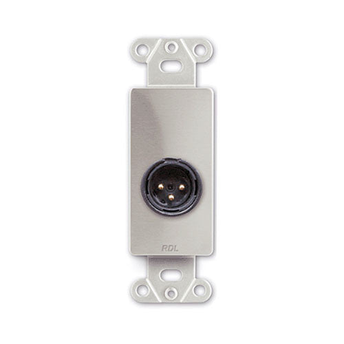 RDL DS-XLR3M Decora Wall Plate with 3-Pin XLR Male Connector (Stainless Steel)