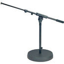 K&M 25960 Low Level Cast-Iron Base Microphone Stand with Telescoping Boom - Height: 17" (430mm) (Black)