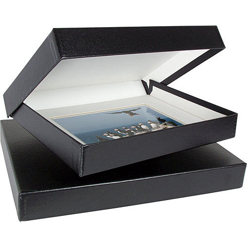 Archival Methods Onyx Portfolio Box - 11-3/8 x 17-3/8 x 2" - Black Buckram/White Lining