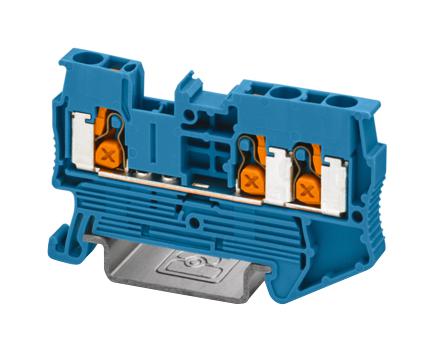 PHOENIX CONTACT 1343121 DIN Rail Mount Terminal Block, 3 Ways, 20 AWG, 12 AWG, 2.5 mm&sup2;, Push-X, 24 A