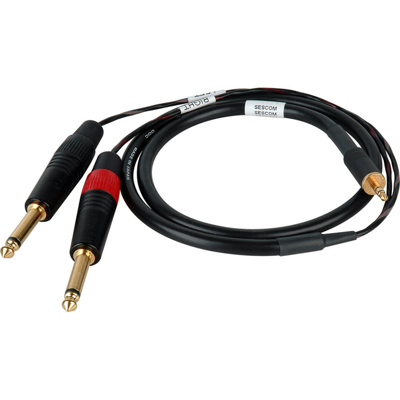 Sescom SES-IPOD-QTRM03 3.5mm Stereo to Dual 1/4" Mono Audio Cable (3')