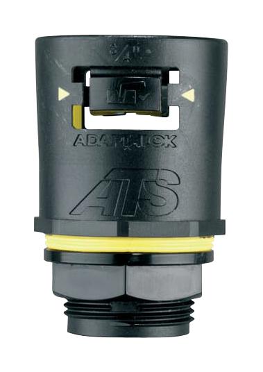 ABB 7TCA296170R0439 Conduit Connector, Straight, 28 mm, Nylon 6.6/TPE Thread, Black/Yellow 7TCA296170R0439