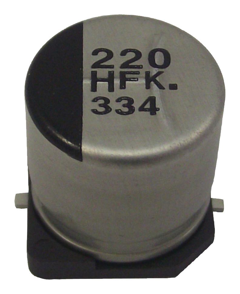 PANASONIC EEEFK1J221AQ SMD Aluminium Electrolytic Capacitor, Radial Can - SMD, 220 &micro;F, 63 V, 5000 hours @ 105&deg;C, Polar