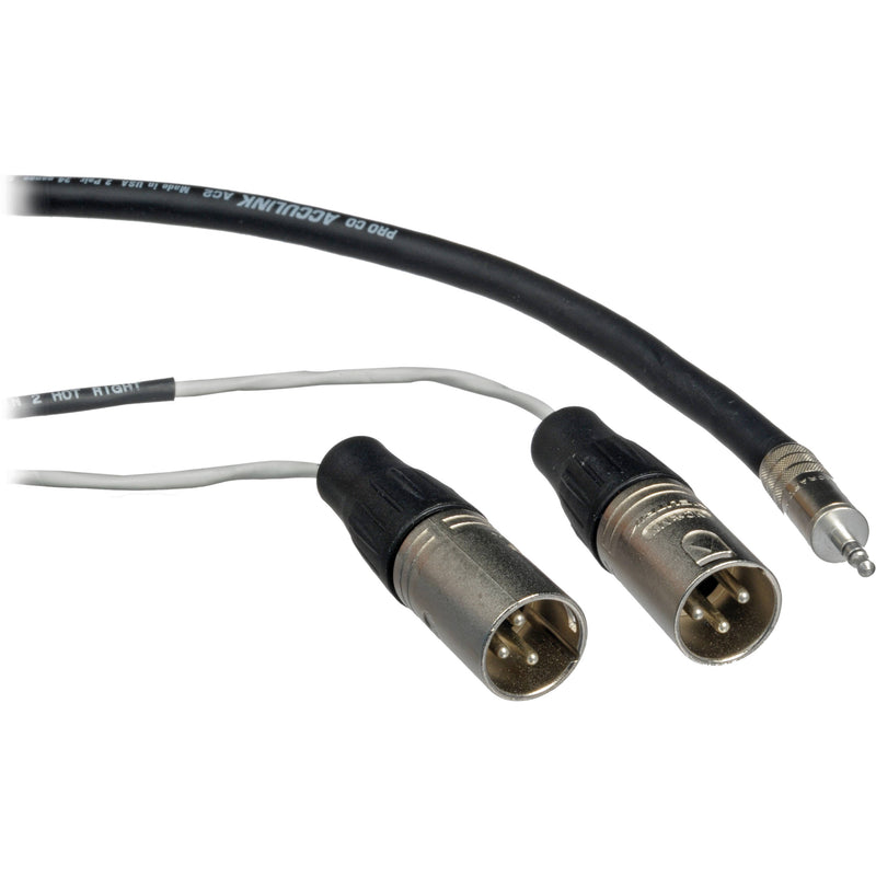 Pro Co Sound Stereo Mini (3.5mm) to 2 XLR Male Soundcard Patch Y-Cable - 20'