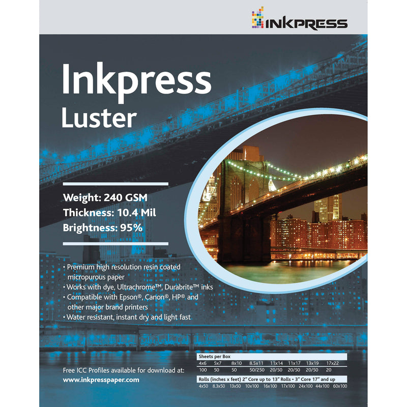 Inkpress Media Luster Paper (8.5 x 11", 30 Sheets)