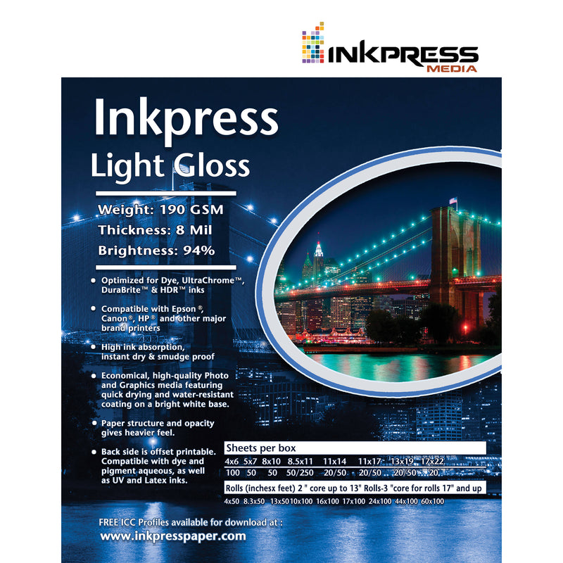 Inkpress Media Light Gloss (11x17" - 100 Sheets)