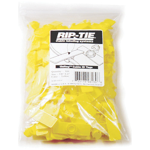 Rip-Tie Unitag Cable Marker - 0.62 x 2" (100 Pack, Yellow)