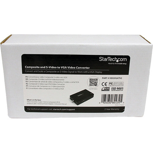 StarTech VID2VGATV2 Composite and S-Video to VGA Video Scan Converter with Scaler (Black)