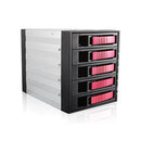 iStarUSA BPU-350SATA 3 x 5.25" to 5 x 3.5" Bay SAS/SATA 6.0 Gb/s Hot-Swap Cage (Red)