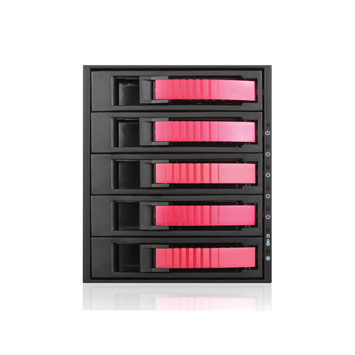 iStarUSA BPU-350SATA 3 x 5.25" to 5 x 3.5" Bay SAS/SATA 6.0 Gb/s Hot-Swap Cage (Red)