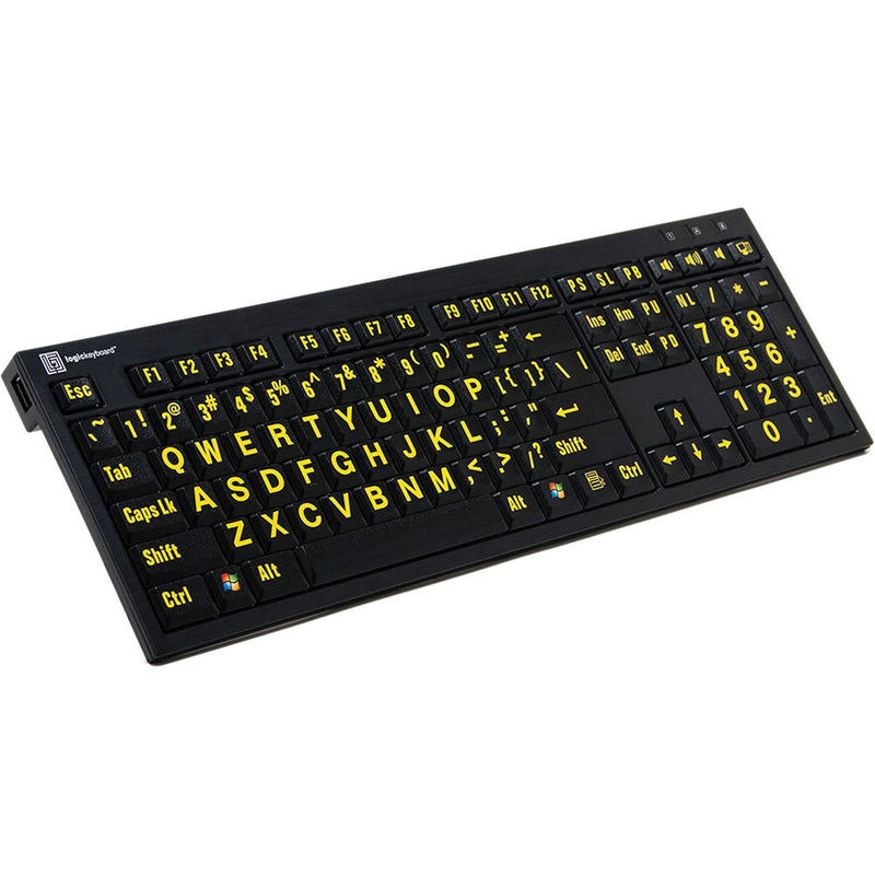 Logickeyboard XL Print NERO PC Slim Line Yellow on Black Keyboard
