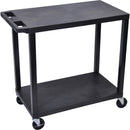 Luxor EC22-B 32 x 18" Two-Shelf Plastic Utility Cart (Black)