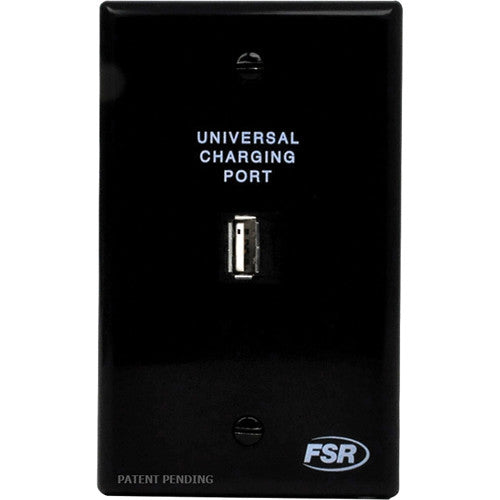 FSR Wall Plate Style USB A Universal Charging Port with Power Supply (Black)