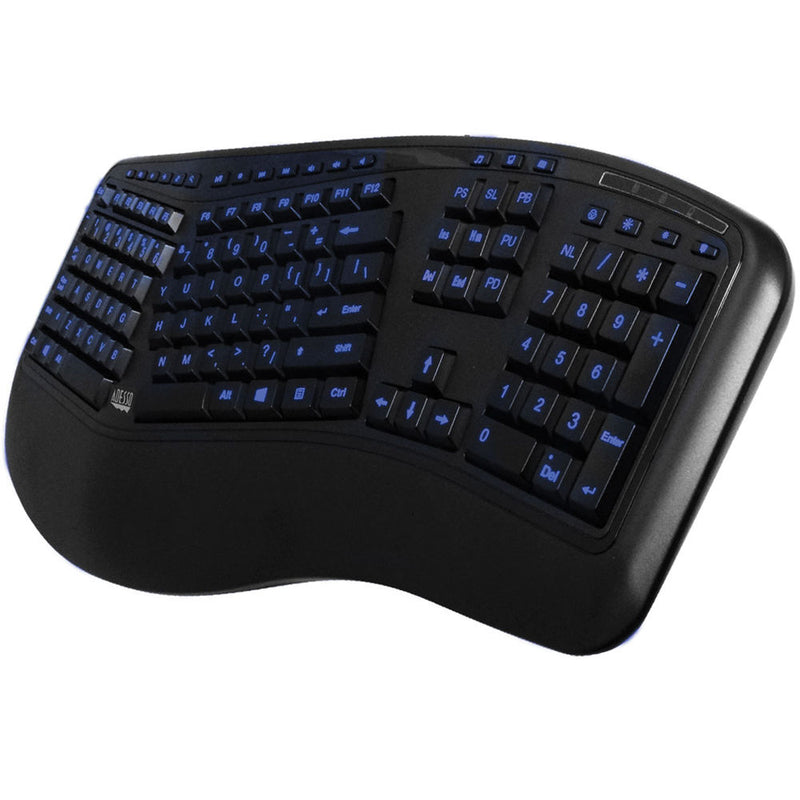 Adesso Tru-Form 150 3-Color Illuminated Ergonomic Keyboard (Black)