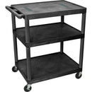 Luxor 40" Endura 3-Shelf Multimedia Cart with 3 Outlets - Black