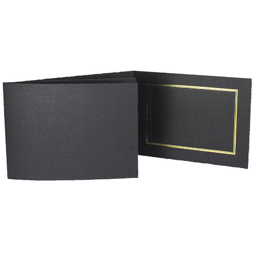 Collector's Gallery Classic Black Folder with Gold Foil Window Border (Horizontal 10 x 8" Print, 25-Pack)