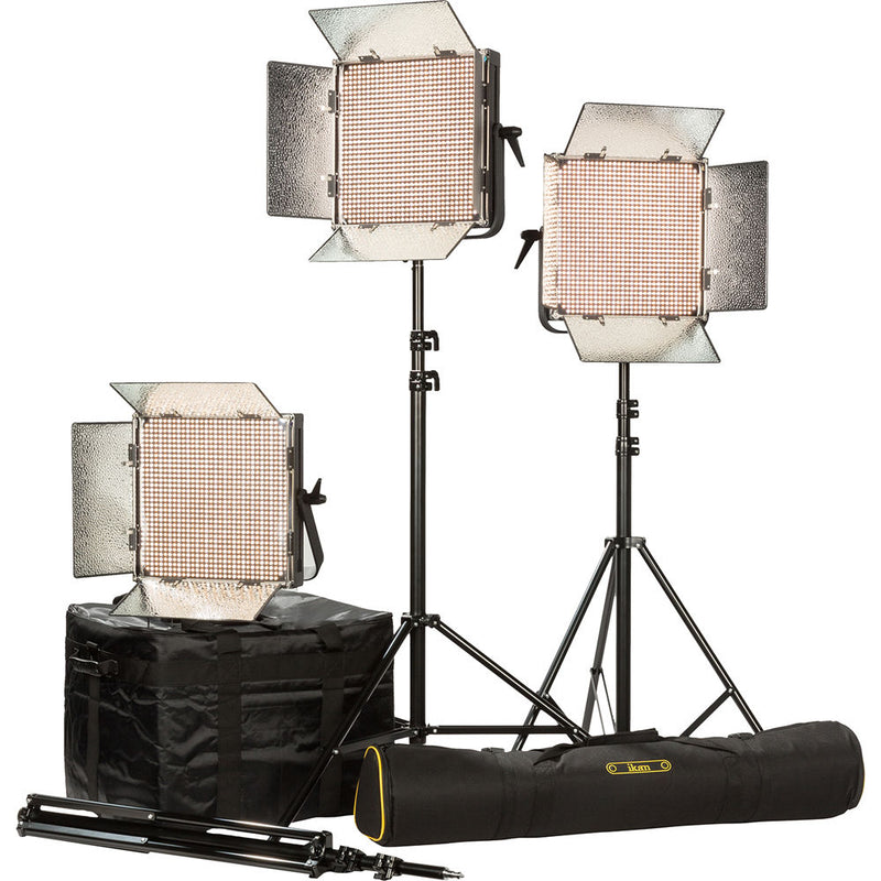 ikan IB1000-PLUS 3-Light Kit with Gold Mount Battery Plates