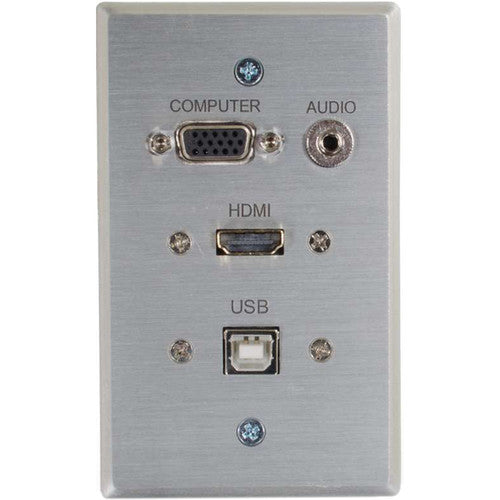 C2G RapidRun HDMI Single-Gang Wall Plate Transmitter with VGA, Stereo Audio & USB Pass-Through (Aluminum)