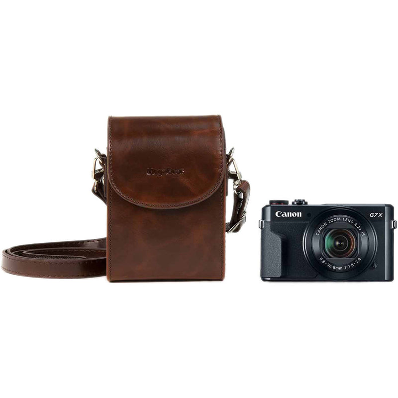 MegaGear Leather Camera Case for Canon PowerShot G7 X Mark II or Canon PowerShot G7 X (Dark Brown)