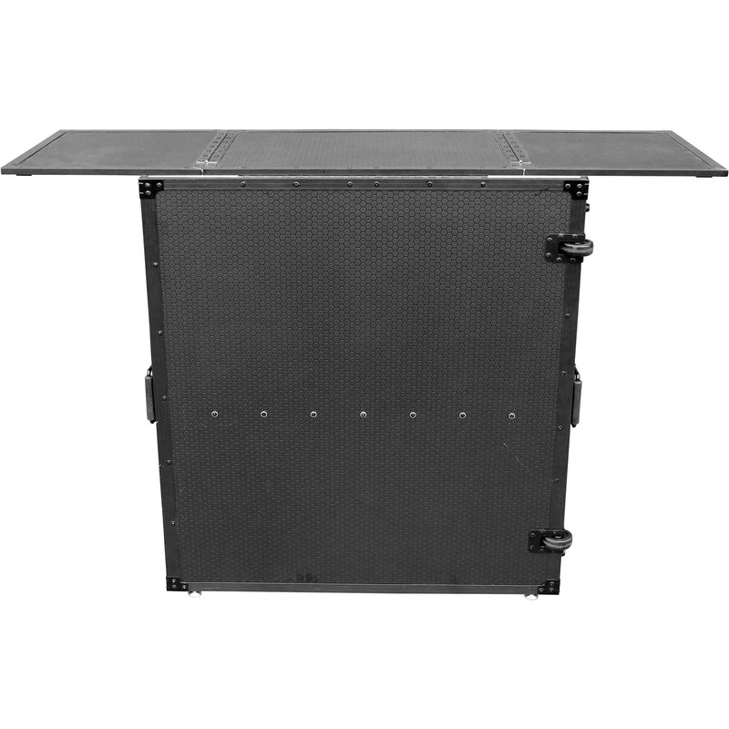 ProX Transformer Flight Case-Style Folding DJ Table and Workstation with Wheels (All-Black)