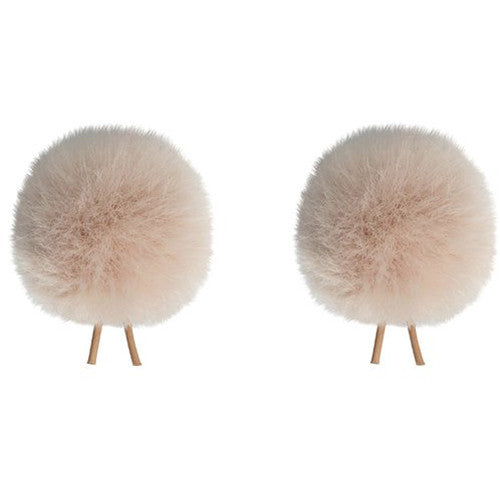 Bubblebee Industries Twin Windbubbles Miniature Imitation-Fur Windscreen Set for Lav Mics 3 to 4mm (Beige)