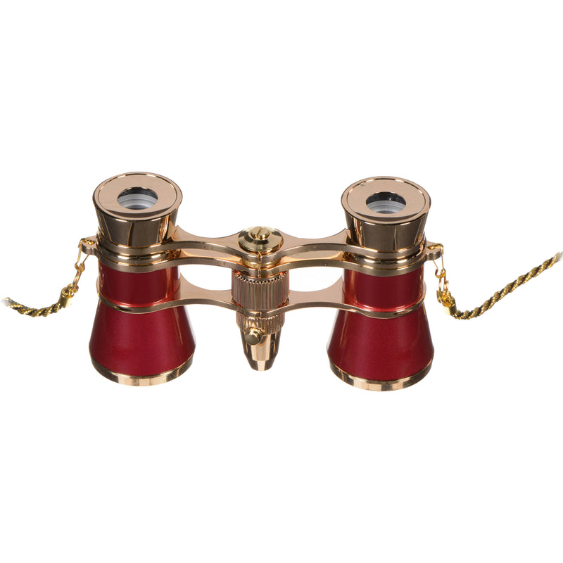 LaScala Optics 3x25 Carmen Opera Glasses with Red LED Flashlight (Burgundy / Gold)