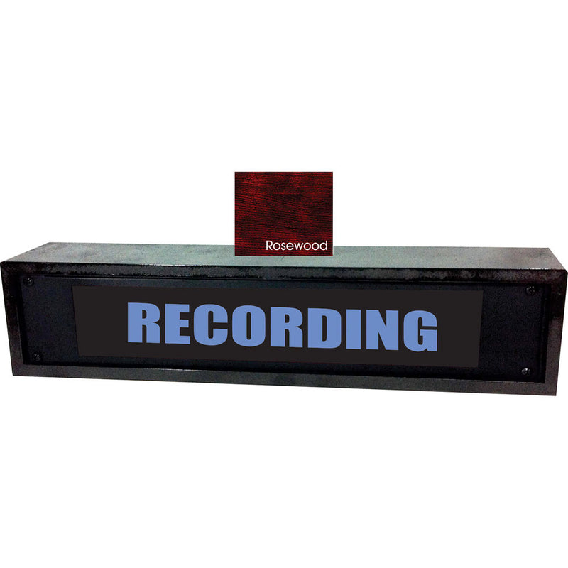 American Recorder RECORDING Sign with LEDs & Rosewood Enclosure (2 RU, English, Blue)