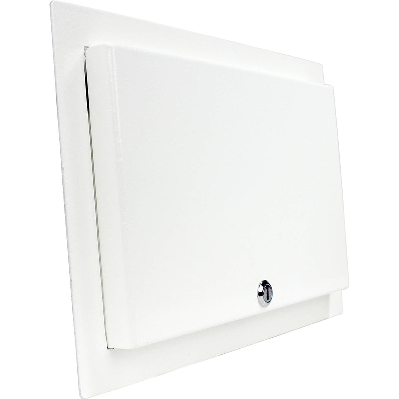 FSR WB-MR4G WB Series Recessed 4-Gang Wall Mounting Plate with Locking Metal Cover (White)