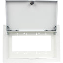 FSR WB-MR4G WB Series Recessed 4-Gang Wall Mounting Plate with Locking Metal Cover (White)